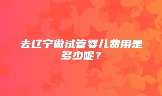 去辽宁做试管婴儿费用是多少呢？