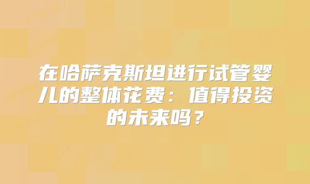 在哈萨克斯坦进行试管婴儿的整体花费：值得投资的未来吗？