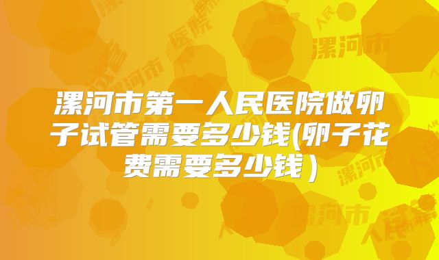 漯河市第一人民医院做卵子试管需要多少钱(卵子花费需要多少钱）