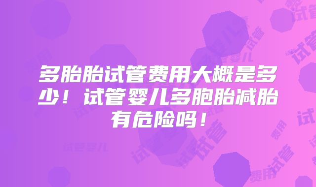 多胎胎试管费用大概是多少!试管婴儿多胞胎减胎有危险吗!