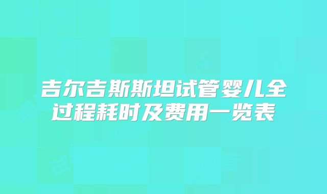 吉尔吉斯斯坦试管婴儿全过程耗时及费用一览表