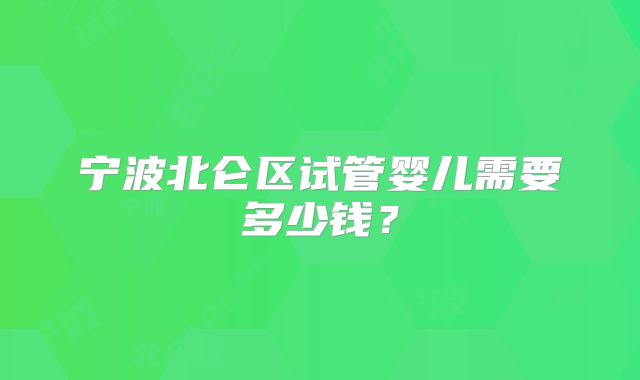 宁波北仑区试管婴儿需要多少钱？