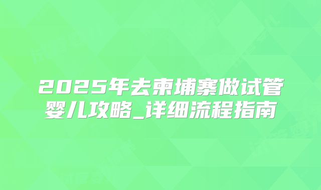 2025年去柬埔寨做试管婴儿攻略_详细流程指南