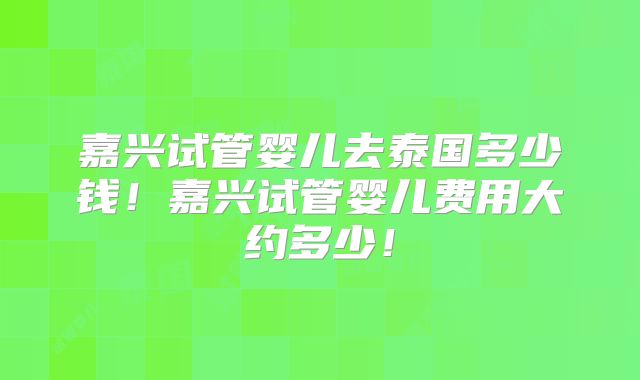 嘉兴试管婴儿去泰国多少钱！嘉兴试管婴儿费用大约多少！