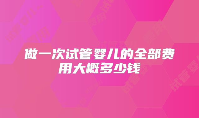 做一次试管婴儿的全部费用大概多少钱