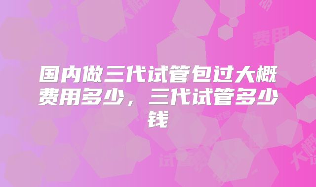国内做三代试管包过大概费用多少,三代试管多少钱