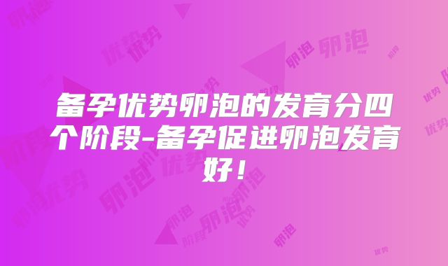 备孕优势卵泡的发育分四个阶段-备孕促进卵泡发育好!