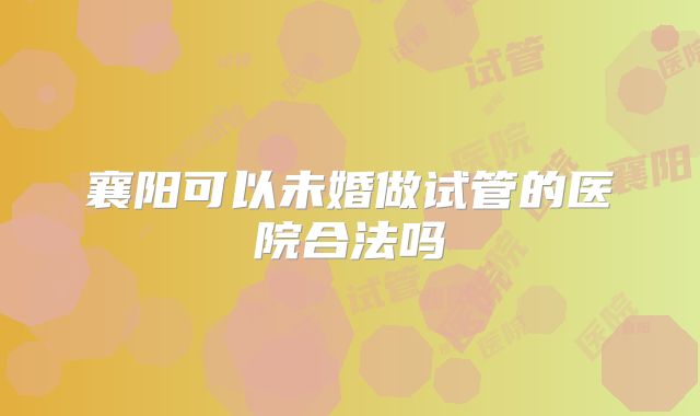 襄阳可以未婚做试管的医院合法吗