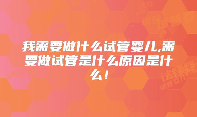 我需要做什么试管婴儿,需要做试管是什么原因是什么！