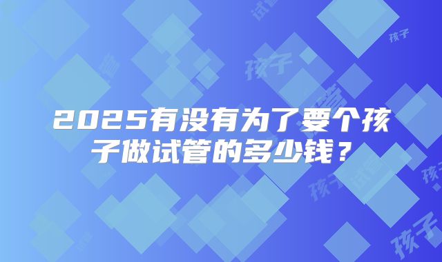 2025有没有为了要个孩子做试管的多少钱?