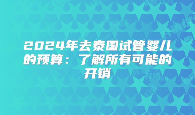 2024年去泰国试管婴儿的预算：了解所有可能的开销