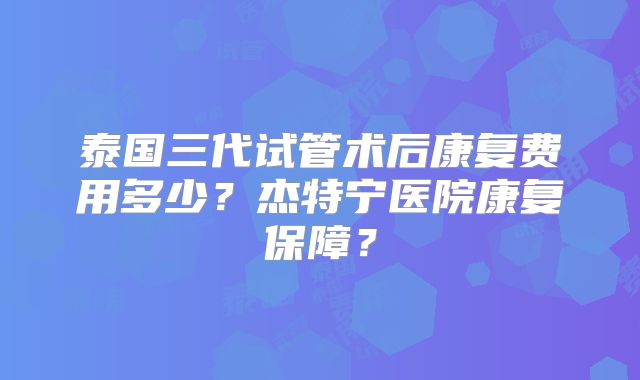 泰国三代试管术后康复费用多少？杰特宁医院康复保障？