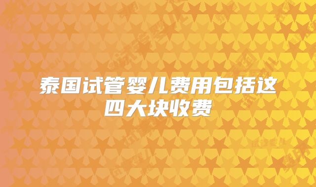 泰国试管婴儿费用包括这四大块收费