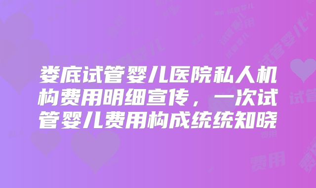 娄底试管婴儿医院私人机构费用明细宣传，一次试管婴儿费用构成统统知晓