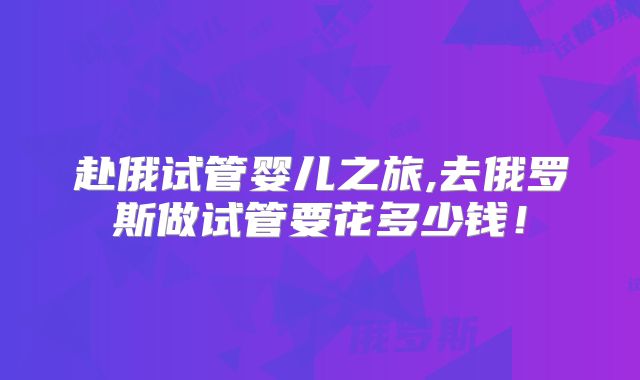 赴俄试管婴儿之旅,去俄罗斯做试管要花多少钱！