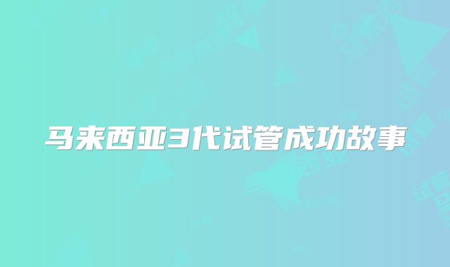 马来西亚3代试管成功故事