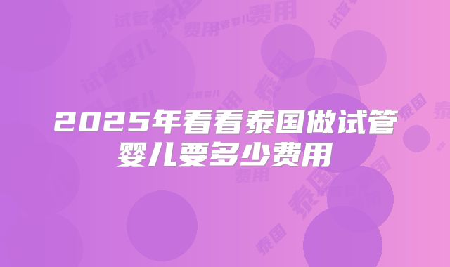 2025年看看泰国做试管婴儿要多少费用