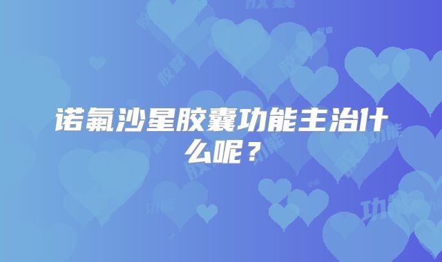 诺氟沙星胶囊功能主治什么呢?