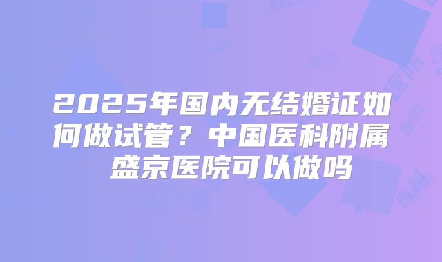 2025年国内无结婚证如何做试管?中国医科附属 盛京医院可以做吗