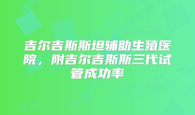 吉尔吉斯斯坦辅助生殖医院,附吉尔吉斯斯三代试管成功率