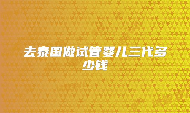 去泰国做试管婴儿三代多少钱