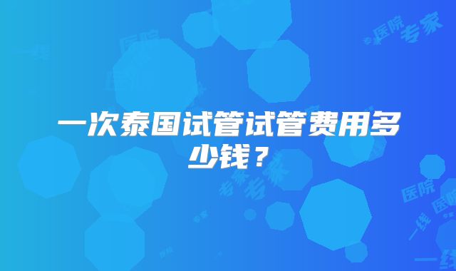 一次泰国试管试管费用多少钱？
