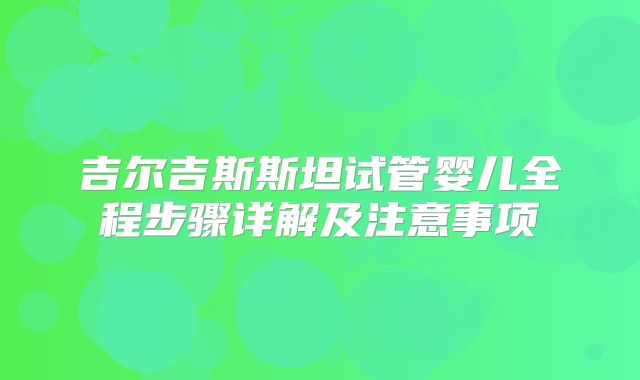 吉尔吉斯斯坦试管婴儿全程步骤详解及注意事项