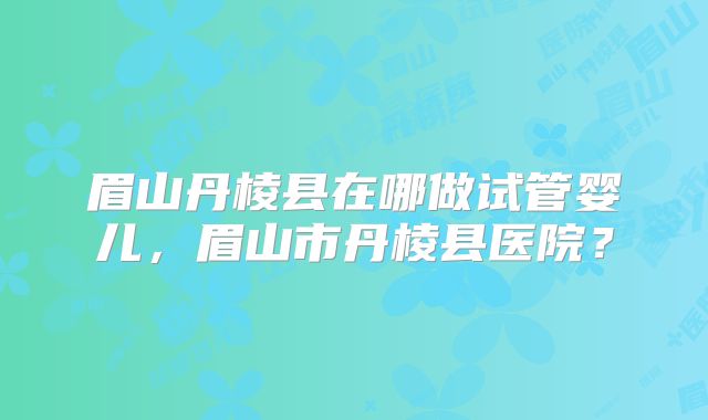 眉山丹棱县在哪做试管婴儿，眉山市丹棱县医院？
