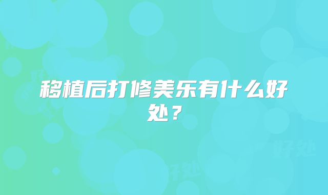 移植后打修美乐有什么好处?