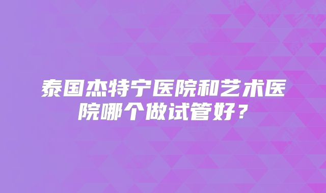 泰国杰特宁医院和艺术医院哪个做试管好？