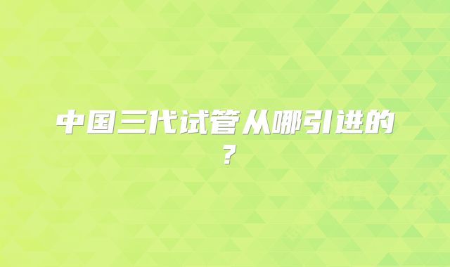 中国三代试管从哪引进的？