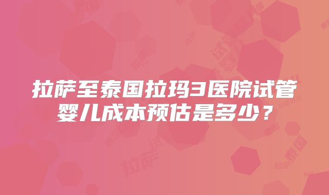 拉萨至泰国拉玛3医院试管婴儿成本预估是多少?