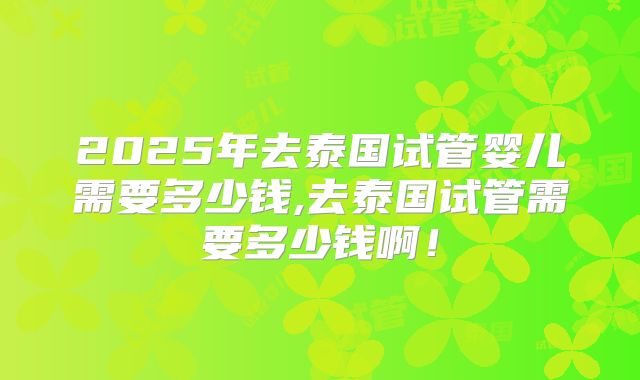 2025年去泰国试管婴儿需要多少钱,去泰国试管需要多少钱啊！
