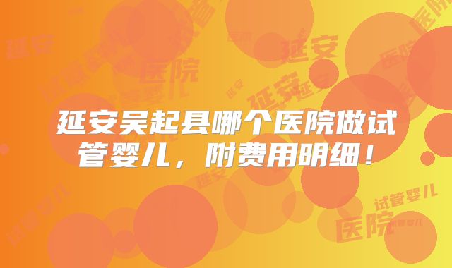 延安吴起县哪个医院做试管婴儿,附费用明细!