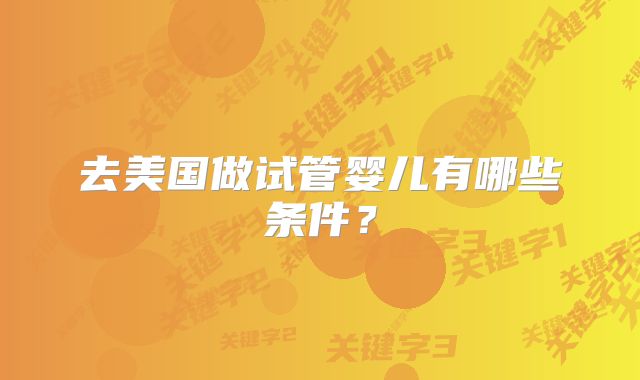 去美国做试管婴儿有哪些条件?