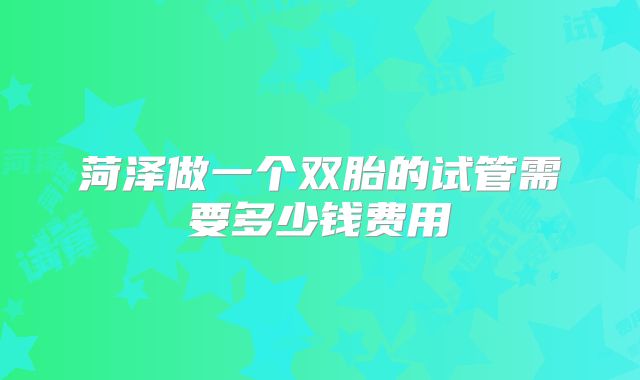 菏泽做一个双胎的试管需要多少钱费用