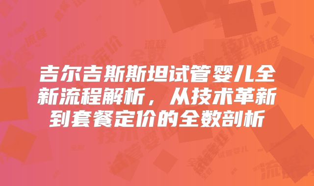 吉尔吉斯斯坦试管婴儿全新流程解析，从技术革新到套餐定价的全数剖析