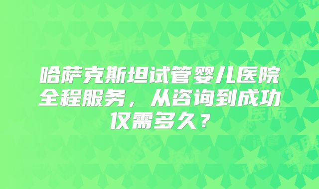 哈萨克斯坦试管婴儿医院全程服务,从咨询到成功仅需多久?