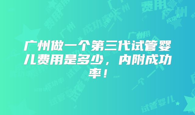 广州做一个第三代试管婴儿费用是多少，内附成功率！