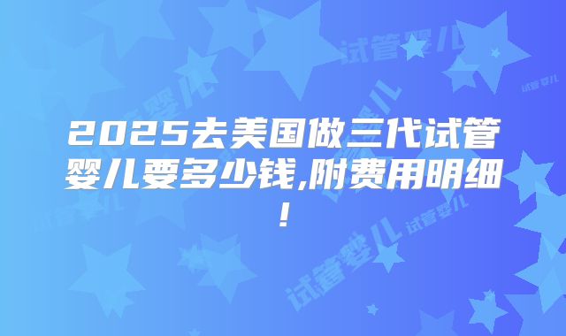 2025去美国做三代试管婴儿要多少钱,附费用明细!