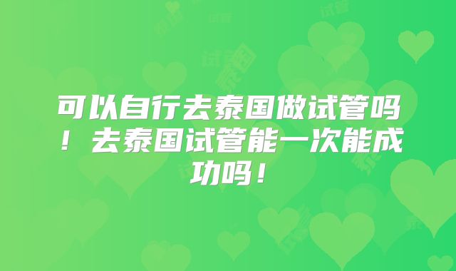 可以自行去泰国做试管吗！去泰国试管能一次能成功吗！