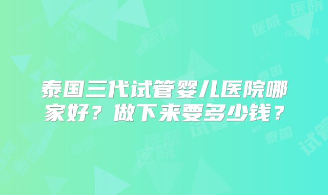 泰国三代试管婴儿医院哪家好？做下来要多少钱？