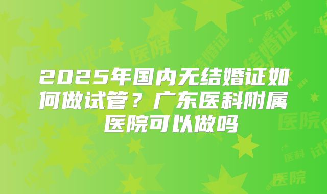 2025年国内无结婚证如何做试管?广东医科附属 医院可以做吗