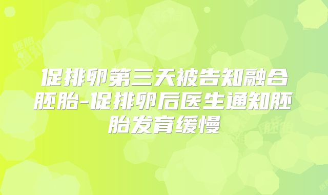 促排卵第三天被告知融合胚胎-促排卵后医生通知胚胎发育缓慢