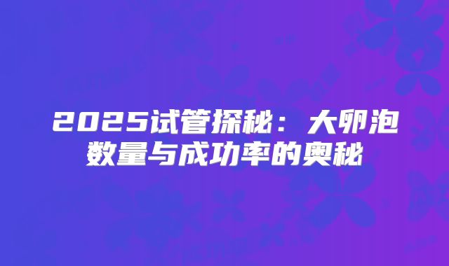 2025试管探秘：大卵泡数量与成功率的奥秘