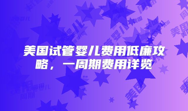 美国试管婴儿费用低廉攻略，一周期费用详览