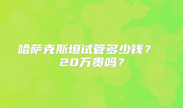 哈萨克斯坦试管多少钱？ 20万贵吗？