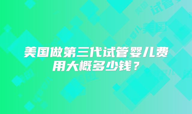 美国做第三代试管婴儿费用大概多少钱?