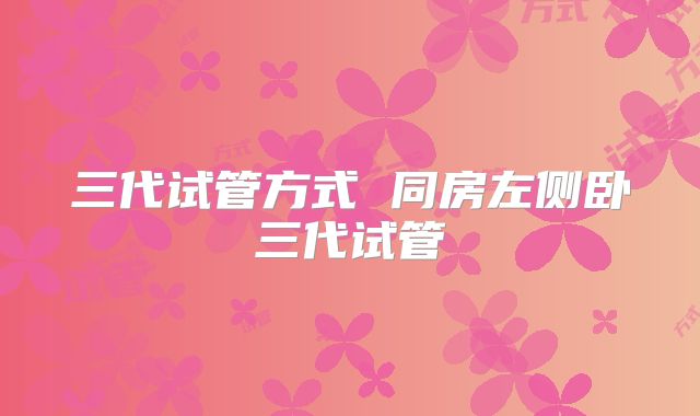 三代试管方式 同房左侧卧三代试管
