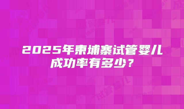 2025年柬埔寨试管婴儿成功率有多少？